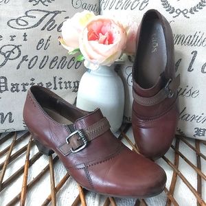 Taos low cut leather ankle boots brown heels shoes ankle boots pumps.